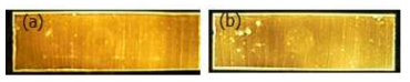 건조 온도에 따른 OLED 조명 소자의 발광 이미지 (a) 건조 온도 240℃, (b) 건조 온도 150℃