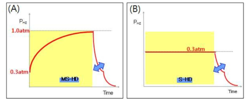 상분해 처리 조건 변화 (A) MS-HD (B) S-HD
