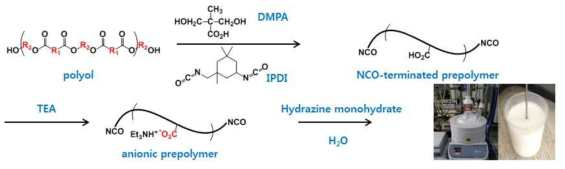수분산 폴리우레탄 합성 화학식