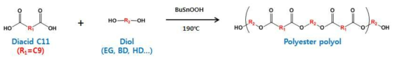 1단계: C11 diacid를 사용한 폴리에스테르 폴리올 합성 화학식