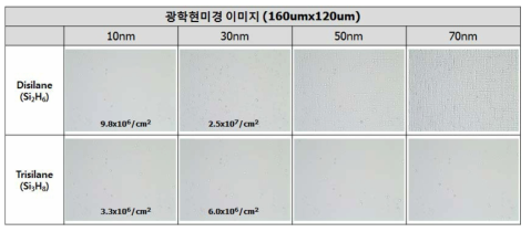 (수식) 575℃에서 층착된 Si0.7Ge0.3 에피층의 Secco etching 후 이미지