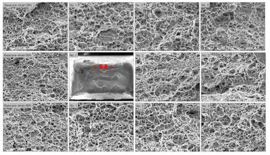 고속인장 시험편 중 1180DP 파단면에 대한 SEM Fractography