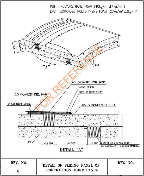 Detail of Sliding Panel of Contraction Joint Panel