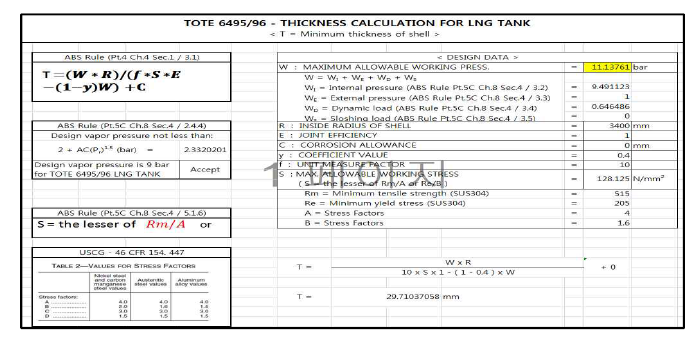 USCG Safety Factor를 적용한 ABS Code Tank Design Calculation