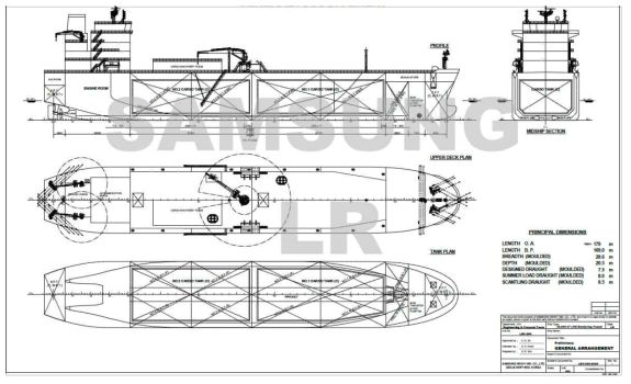 General arrangement of 30k LNG bunkering vessel