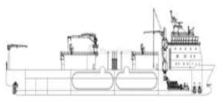 LNG벙커링 셔틀에 대한 일반 배치도 예시 (STX조선해양 제공)
