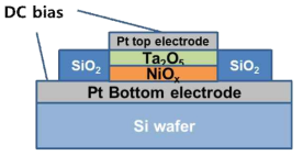 Pt/Ta2O5/NiOx/Pt RRAM의 개략도