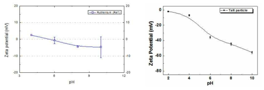 Ru 표면과 TaN 입자의 zeta-potential 측정 결과