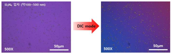 DIC 모드에 의한 Si3N4 오염입자의 입체적 관찰