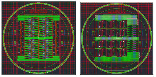 파장 가변 ROSA의 포토 마스크 제작 도면(좌-V3.0, 우-V4.0)