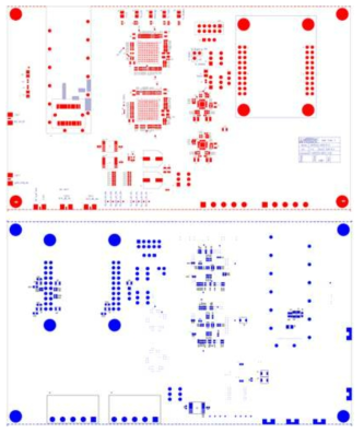 파장가변 XFP EVB PCB의 부품 배치도 (top layer: 상, bottom layer; 하)