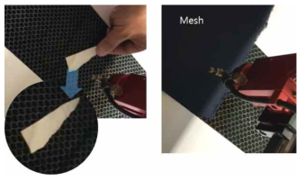 소형패턴 및 메쉬 원단에 대한 진공흡착 실험