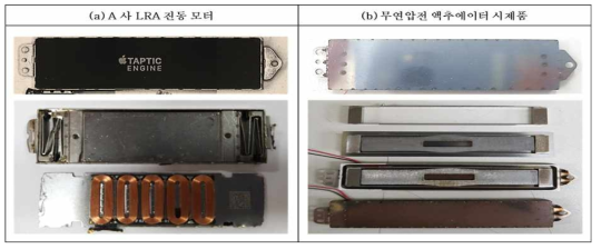 LRA & 무연 압전 액추에이터 모듈 외관 및 내부 구조 사진