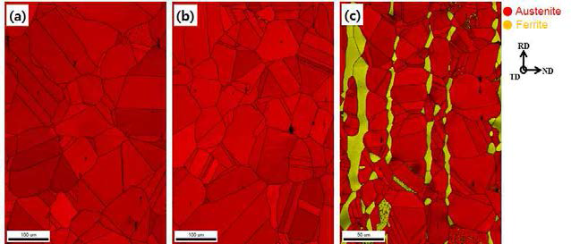 (a) LA 1.ST, (b) LA 1.A550-1000m, (c) LA 2.ST의 phase map