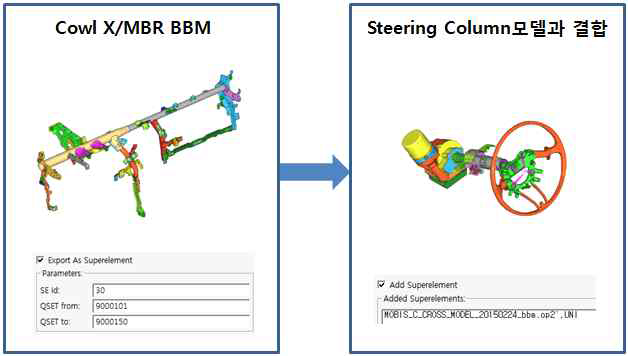 2단계 BBM 카울 크로스멤버+ 스티어링컬럼 결합