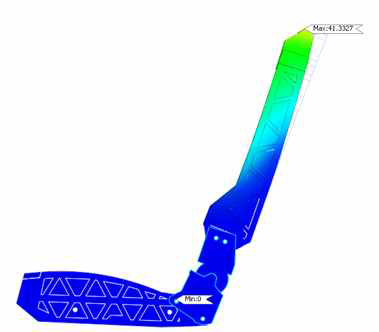 Seat frame 의 전방 모멘트 시험 조건에 대한 FEA 결과