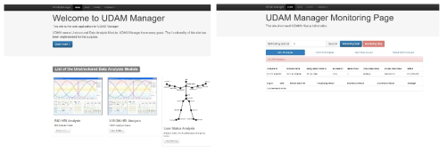 빅데이터 처리모듈(UDAM)의 동작 화면