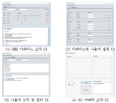 빅데이터 수집을 위한 통합 수집 프로그램의 각 모듈 UI