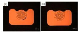 솔더링 완료 후 OM 단면; (a) 선방, (b) 후방