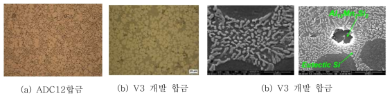 V3 개발 합금의 주조재 미세조직관찰