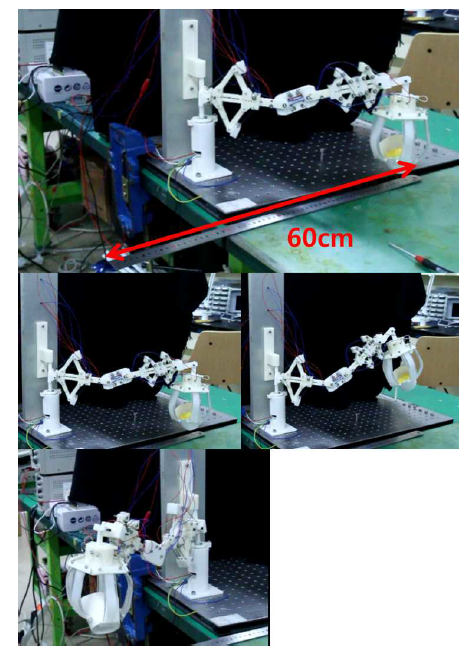 인공근육 팔꿈치 모사 로봇의 물체 옮기기 실험(200g 물체)
