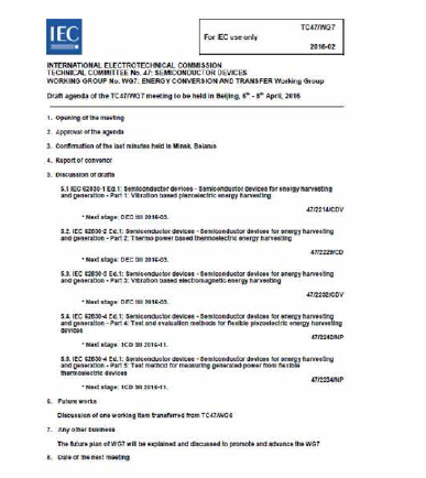 Draft agenda of TC47/WG7 meeting