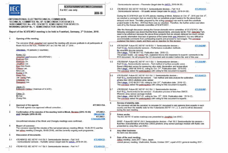 IEC SC47E/WG1 회의 아젠다