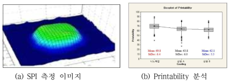 인쇄 볼륨 SPI 측정 및 DOE 분석