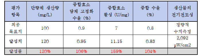 본 과제 정량적 성과 최종 달성 목록