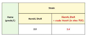 (우). HemAL, DtxR에　HemH의　효과