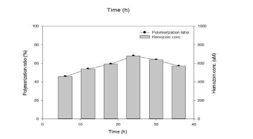 시간에 따른 Hemozoin 중합