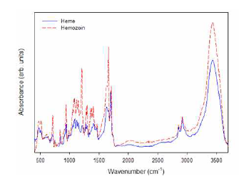 FT-IR 이용한 Heme과 Hemozoin의 관능기 분석
