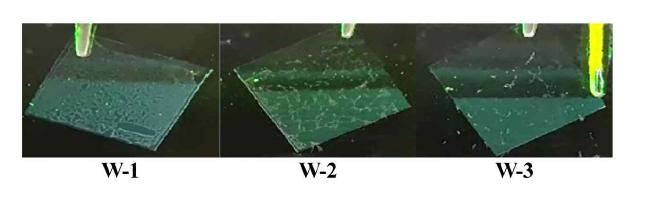 Photograph of stripping process according to water content at temperature of 40℃