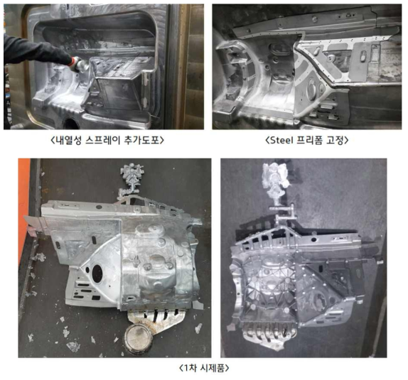 금형 및 1차 시주조품 사진