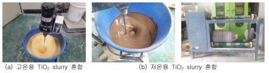 고온 및 저온용 TiO2 slurry 제조