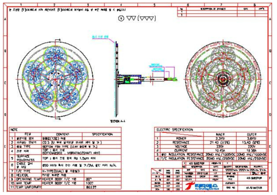 Heating Susceptor Dimension & Pattern 설계도면