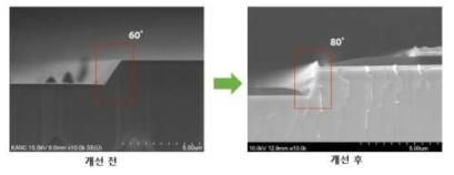 Mesa etching slope 개선 SEM 이미지