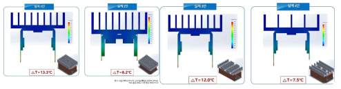 5차 설계안 4종의 열 해석 결과
