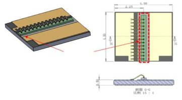 SkyEra laser社의 12W급 laser diode chip dimension diagram