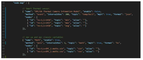 OPC UA Node와 MQTT topic 매핑 구현의 예