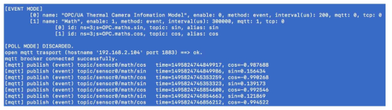 OPC UA Node Publisher 동작 화면