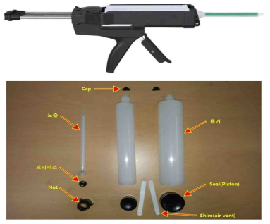 카트리지건 형식의 에폭시 접착제 사용 장비 및 구성품