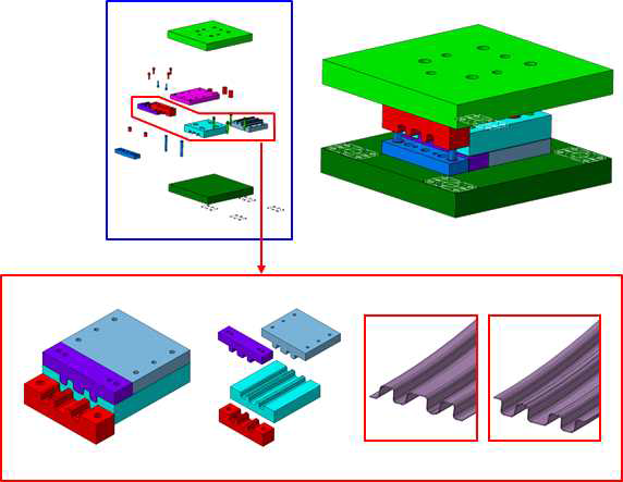 커팅금형 파트별 개념설계 및 어셈블리 구조설계