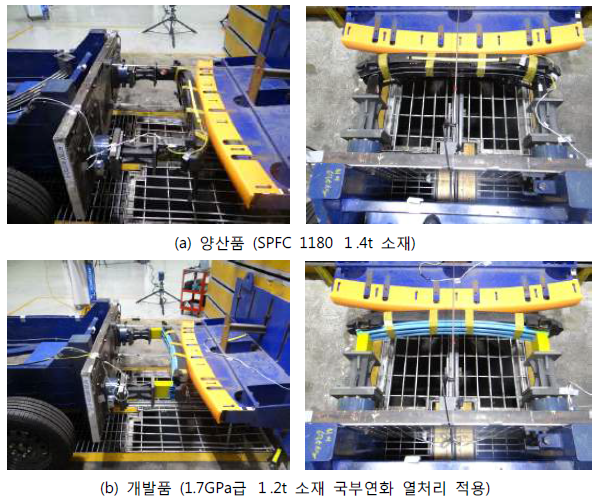 범퍼빔 충돌성능 시험 셋팅 상태