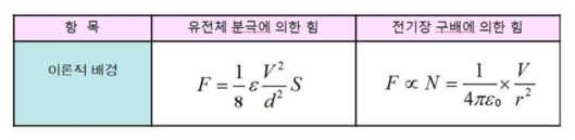 정전력(Electro-Static Force)의 이론적 근거