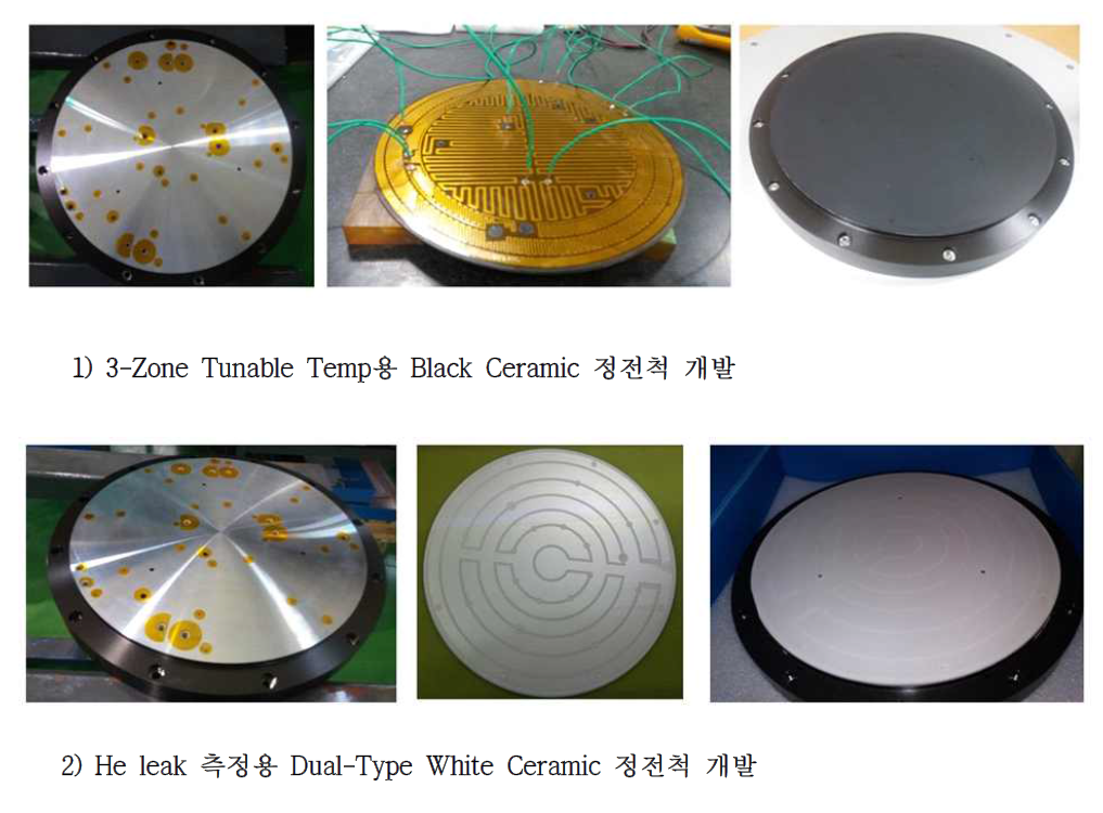 본 과제를 통해 개발 완료된 2개의 세라믹 정전척