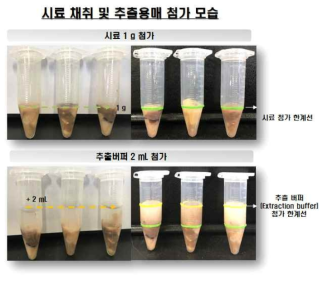 패독 검출용 키트의 한계선 표시 과정