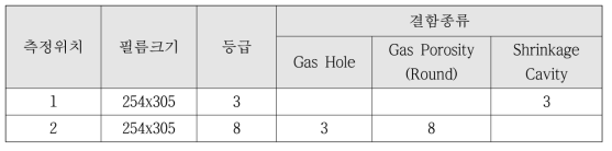 내부결함의 비파괴검사 결과 (부록 5)