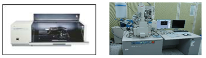 UV/VIS(왼쪽) 및 구조 분석용 주사전자현미경(오른쪽)
