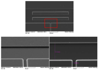 SEM images of basel electrode pattern formed by UV imprinting method